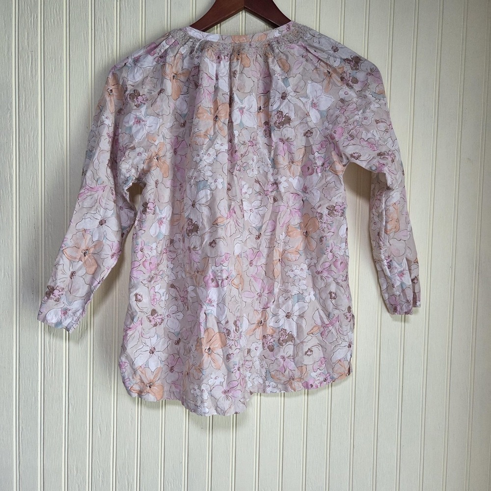 Haven Well Within Blouse Womens XS‎ Pink V Neck 3/4 Sleeve Floral Tunic Top - Picture 3 of 7